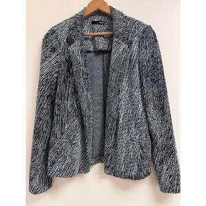 Aqua Womens Single Breasted Long Sleeve Blazer Black White Sz S